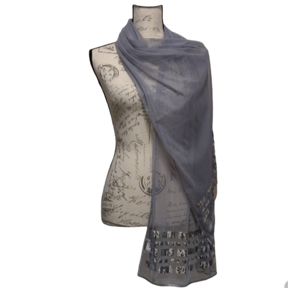 NWT Grey Sequined Scarf.